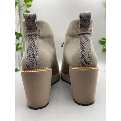 New Toms Wedge Lace Up Tan Woman’s Platform Boots 8