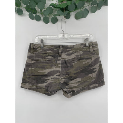 Express Woman Camo Mid-Rise Button-fly Zipper Y2K Shortie Shorts Size 6