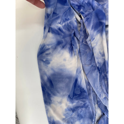 Micheal Kors Blue White Tie Dye Maxi V-Neck Dress