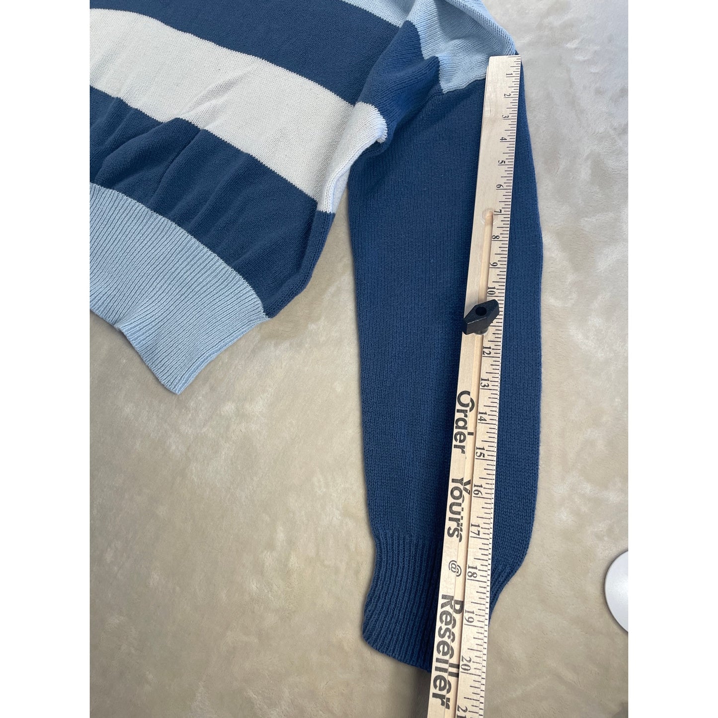 Lucky Brand Womans Light Blue Striped Knit Sweater M