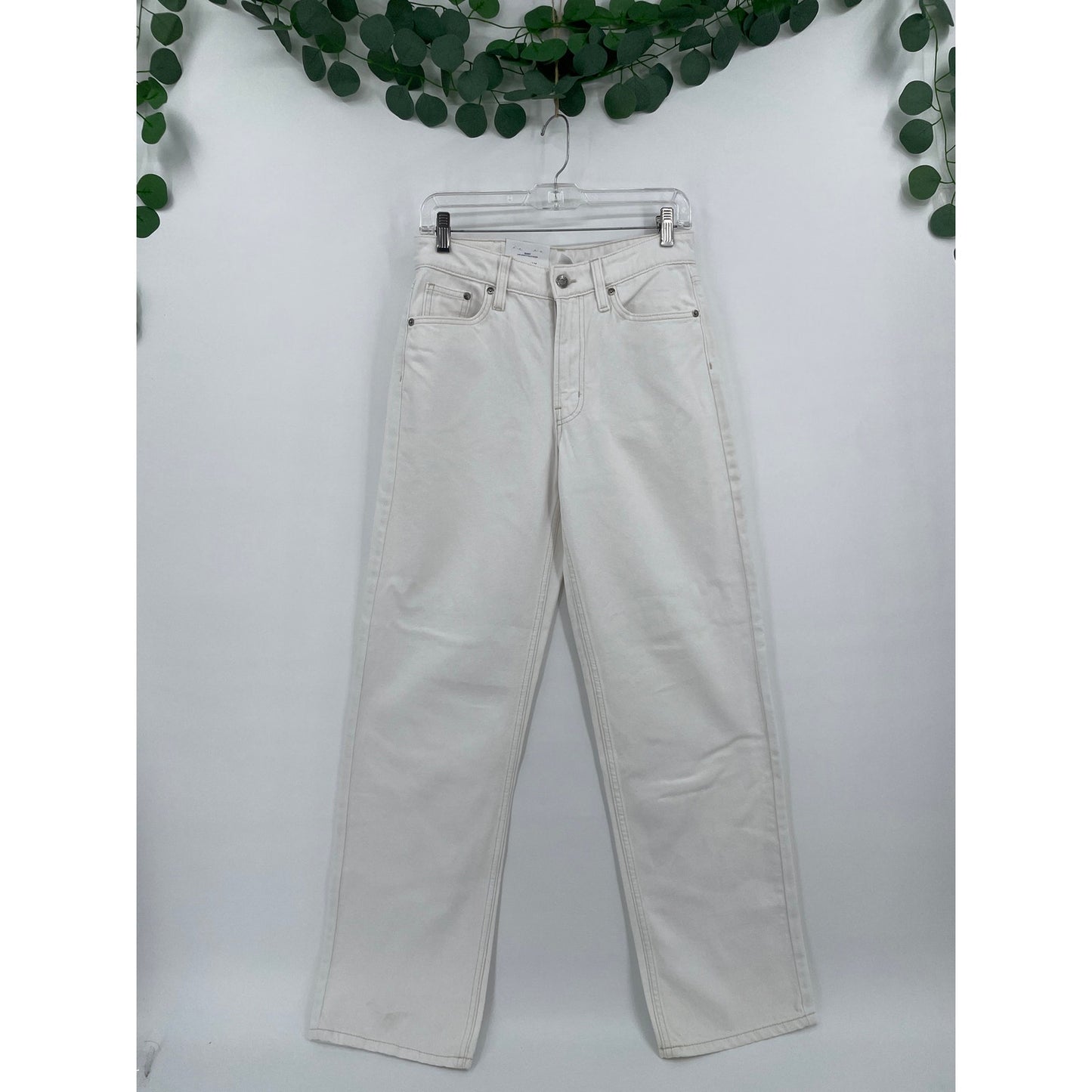 &Denim H&M NWT White Low Waist Baggy Wide Leg Womans Jeans Size 2