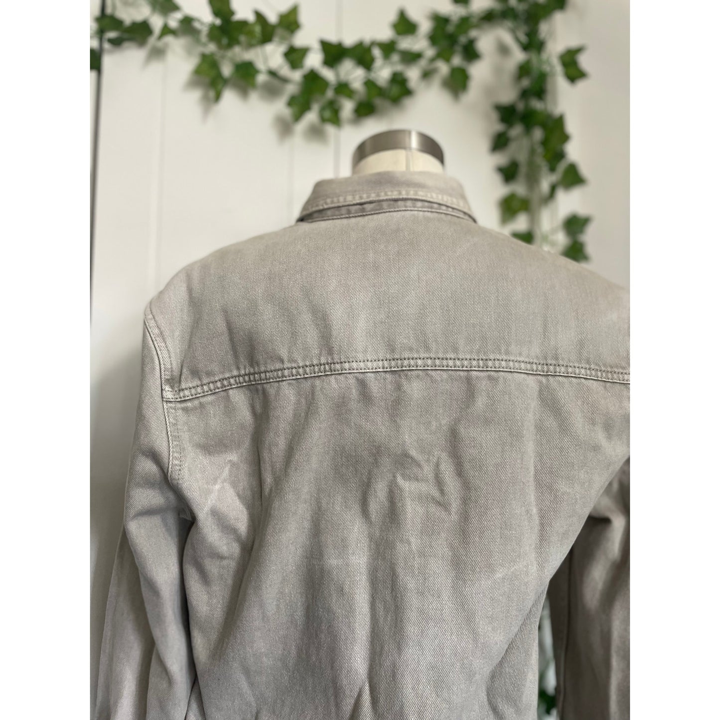 Mens Zara Denim Gray Button Up Shirt Jacket Size M