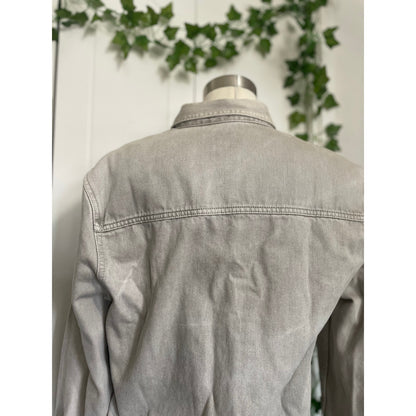Mens Zara Denim Gray Button Up Shirt Jacket Size M