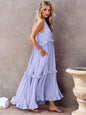 Woman's Style Collection Ruffled Sleeveless Tiered Maxi Dress with Pockets