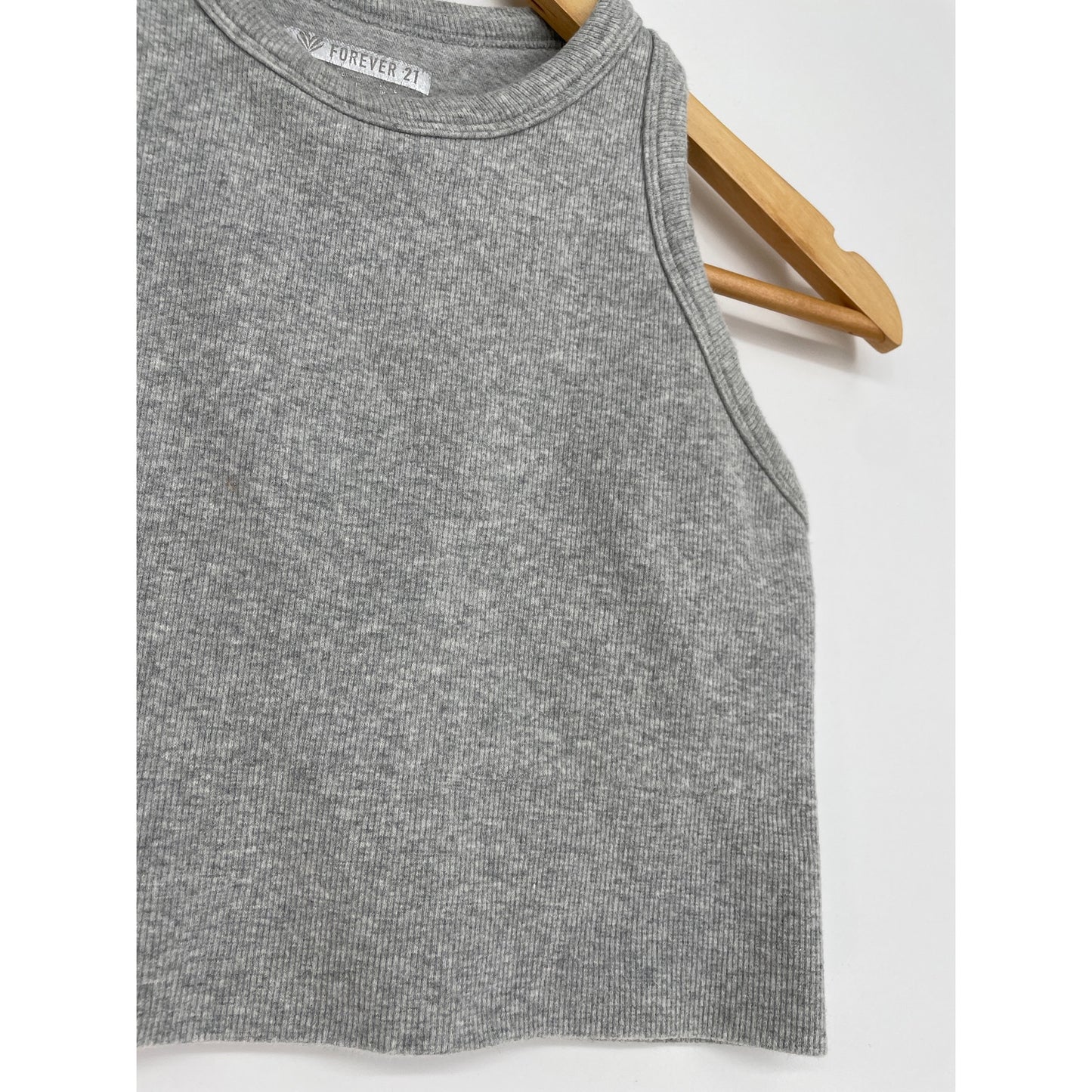 Y2K Forever 21 Womans Grey Ribbed Crop Tank Large