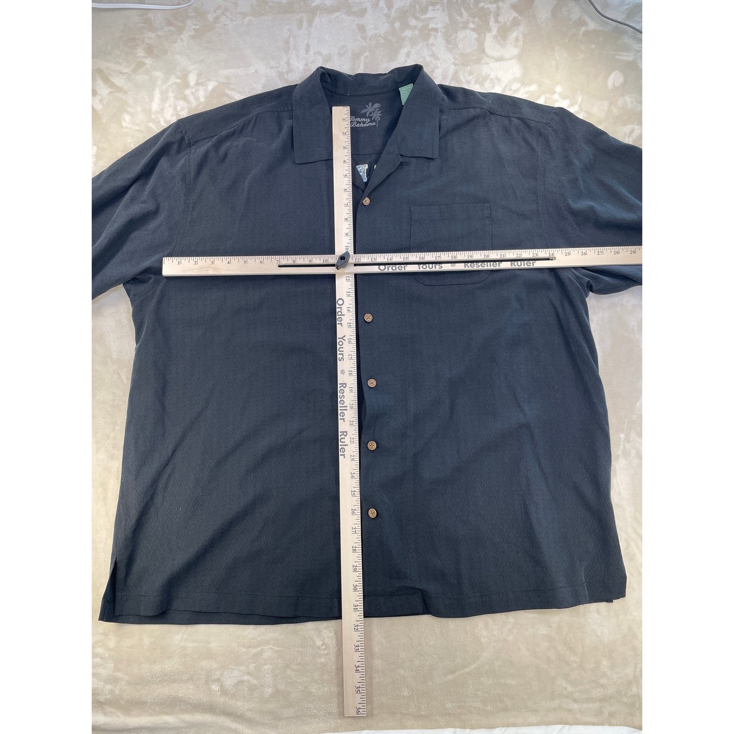 Tommy Bahama 100%Silk Embroidered Back Mens Short Sleeve Button Up XXL/Tall