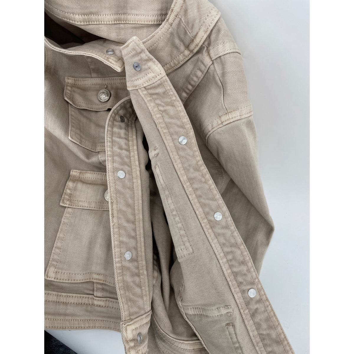 L'Angence Yari Collarless Open Front Four Flap Pockets Jacket Small