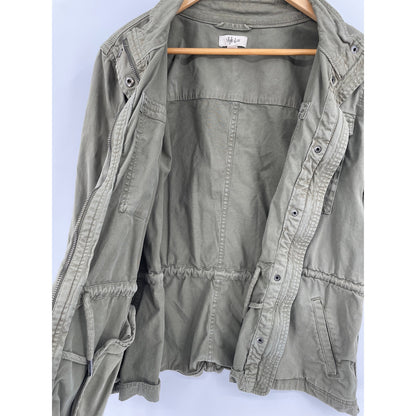 Style & CO Olive Green Cotton Utility Cargo Jacket Zipper Button  PXL