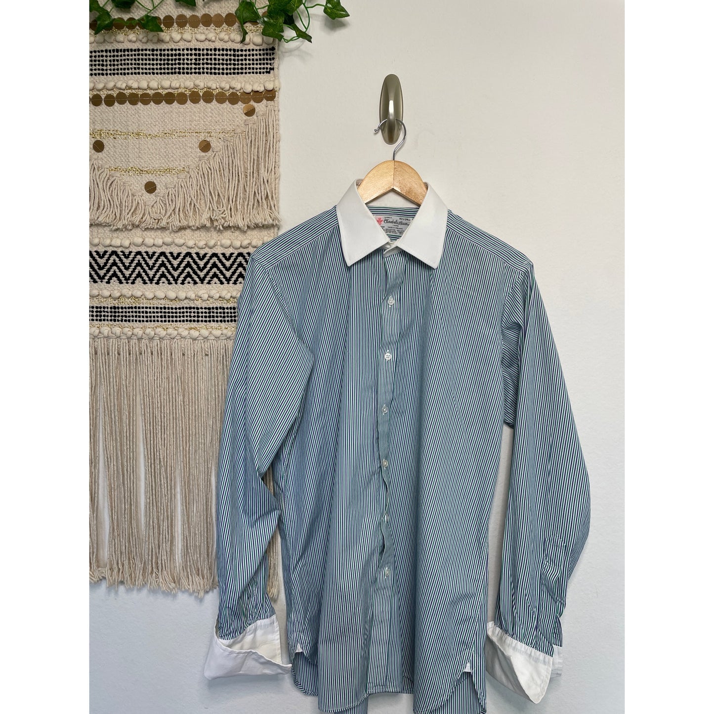 Vintage Turnbull & Asser Men’s Blue Striped %100 Cotton Dress Neiman Marcus Shirt 15.5/39