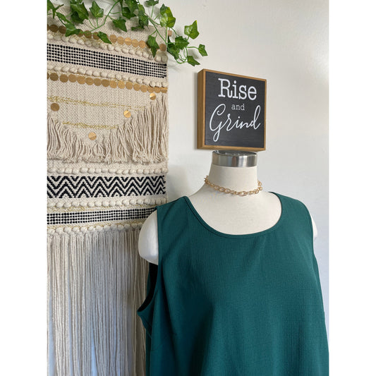Vintage Woman’s Emerald Green Drapers & Damons Tank Blouse 3XL