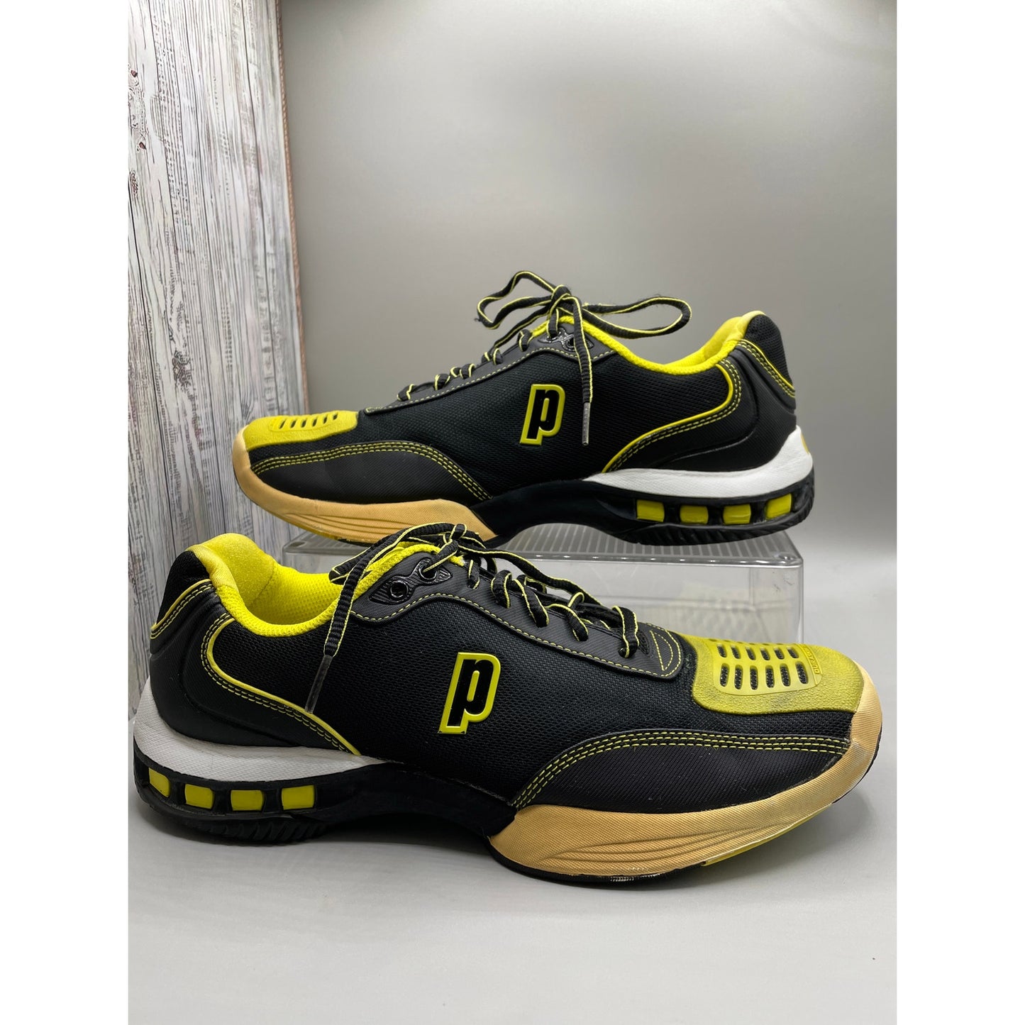 Prince Rebel 2 Black & Yellow Tennis Lace Up Mens Sneakers 11.5