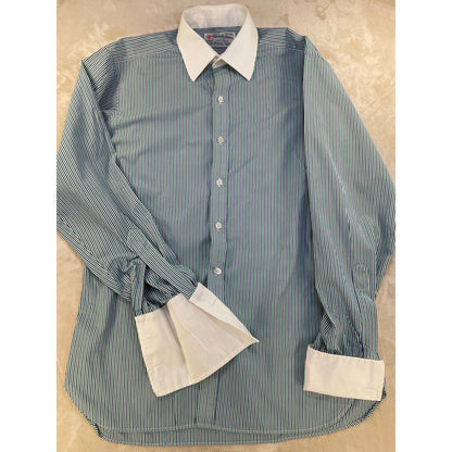 Vintage Turnbull & Asser Men’s Blue Striped %100 Cotton Dress Neiman Marcus Shirt 15.5/39