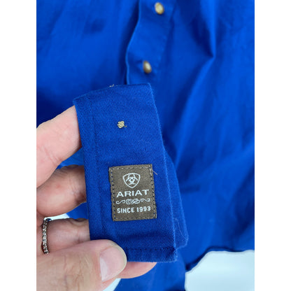 Ariat Western Royal Blue Button Down Long Sleeve Mens %100 Cotton XXL Shirt