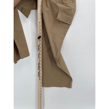 NWOT Nautica Woman Wide Leg Cargo Khaki Pull On Zipper Draw String Pant