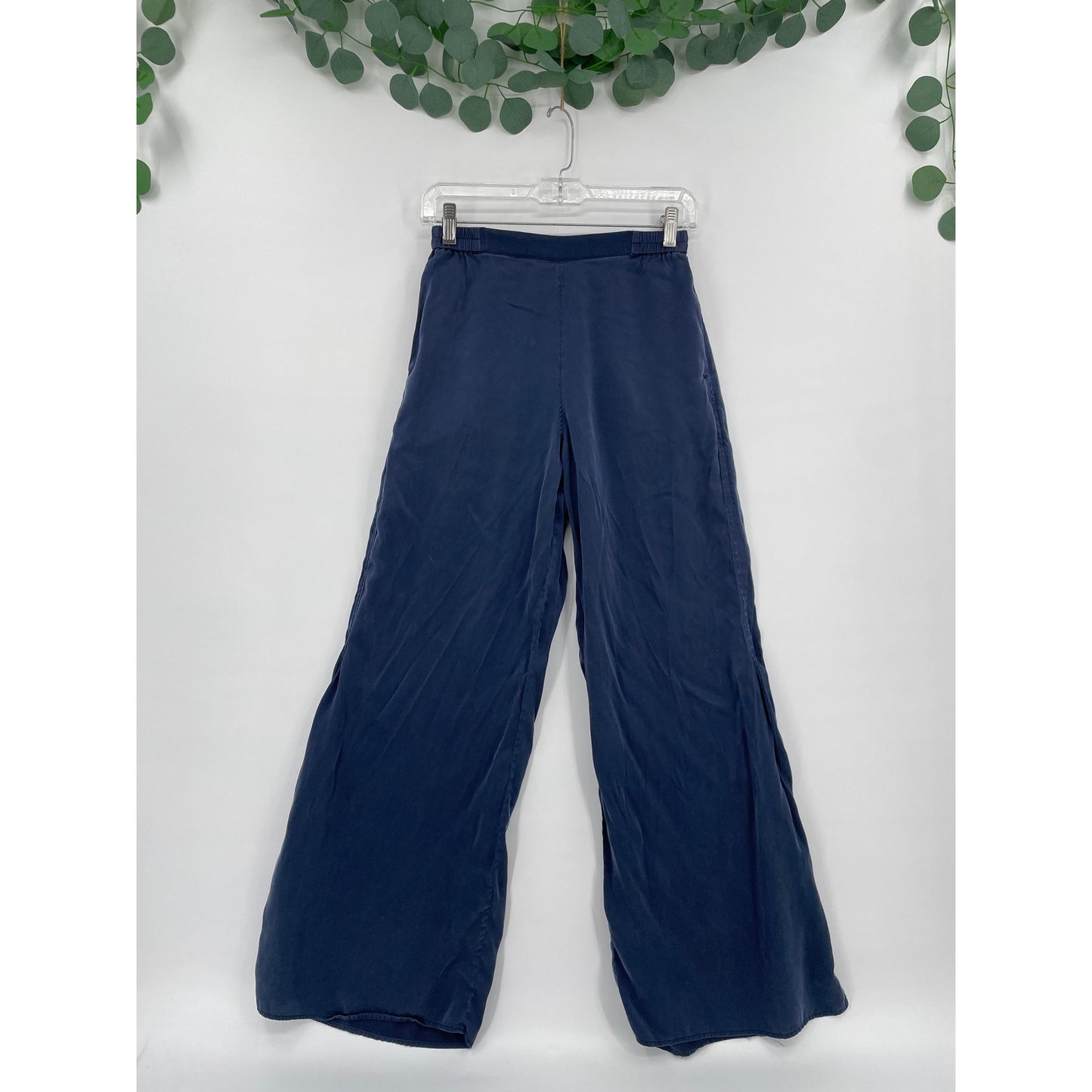 Lunya %100 Silk Pajama Navy Blue 2 Piece Set Top and Bottom XS