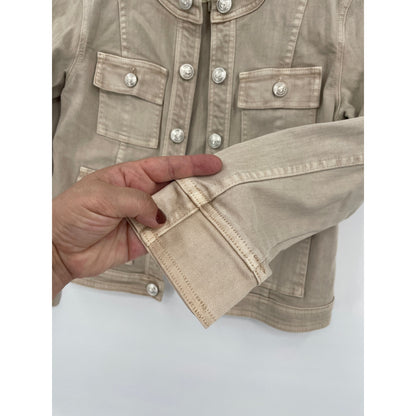 L'Angence Yari Collarless Open Front Four Flap Pockets Jacket Small