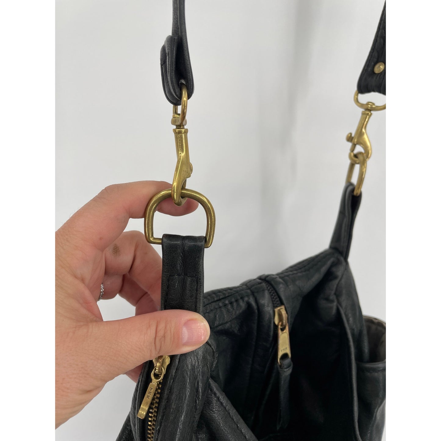 Victoria Leather Co "The Original" Made in the USA Black Genuine Leather Bucket Bag Purse