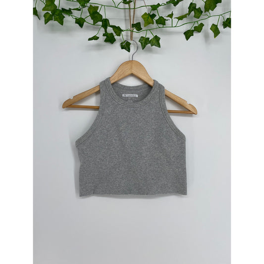 Y2K Forever 21 Womans Grey Ribbed Crop Tank Large