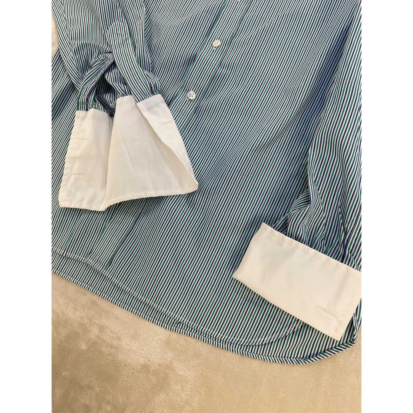 Vintage Turnbull & Asser Men’s Blue Striped %100 Cotton Dress Neiman Marcus Shirt 15.5/39