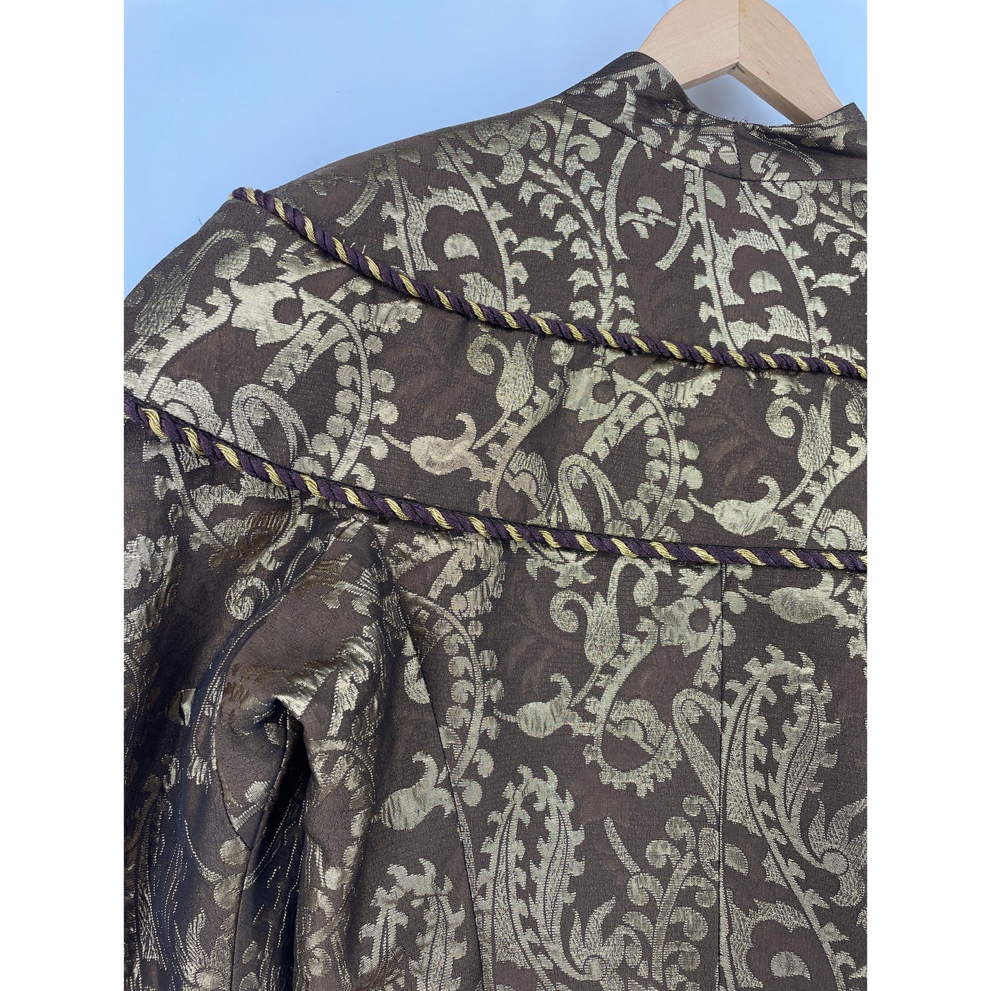 Vintage 1980s Victor Costa for Neiman Marcus Blazer & Skirt Brown Gold Suit
