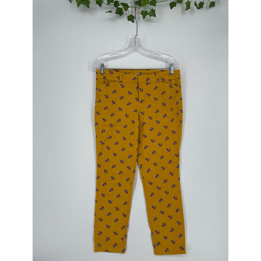 Old Navy Womans Yellow Floral Pixie Ankle Stretch Pant Size 8