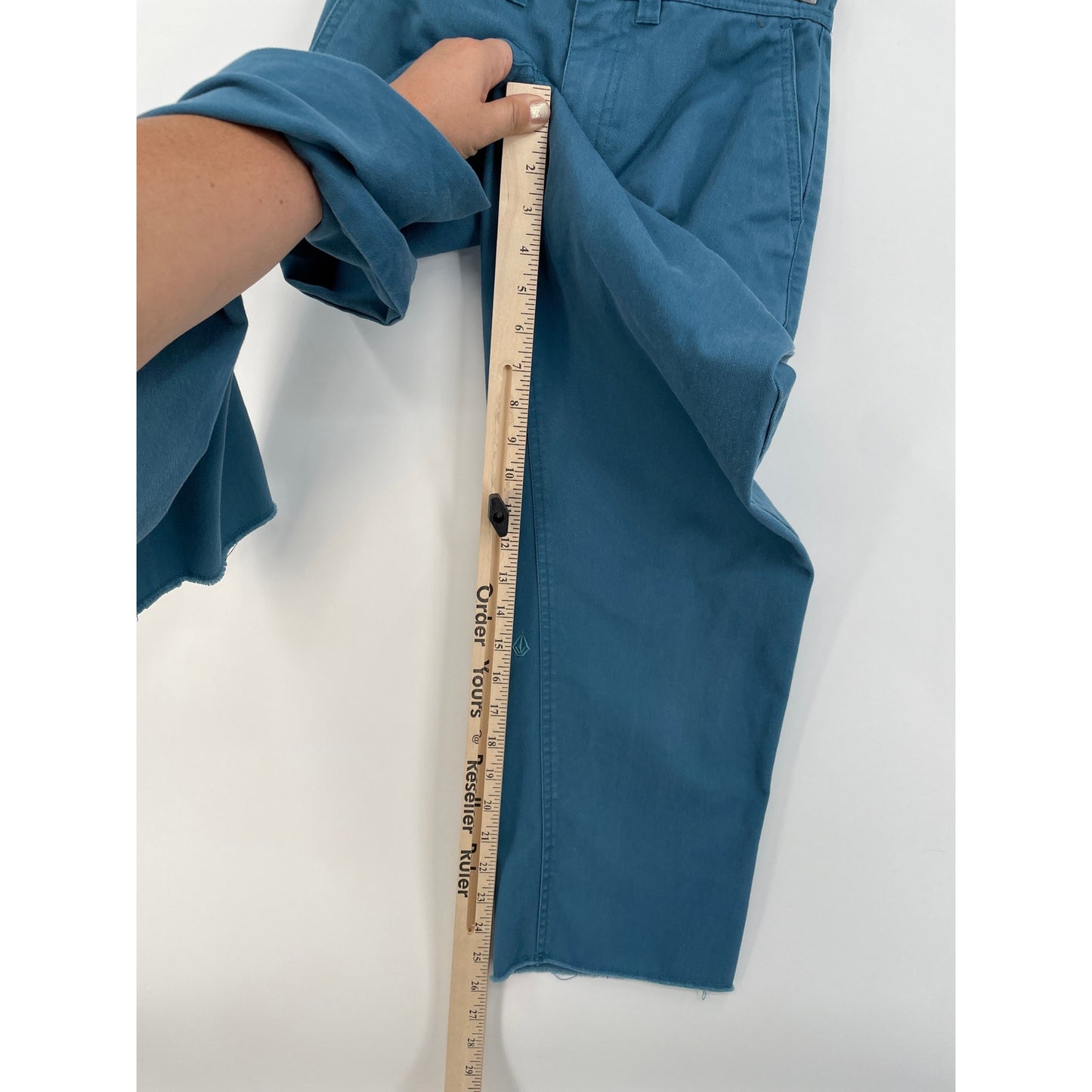 Volcom Womans This That Them Skate Cotton Chino Teal Pants Size 24 XS
