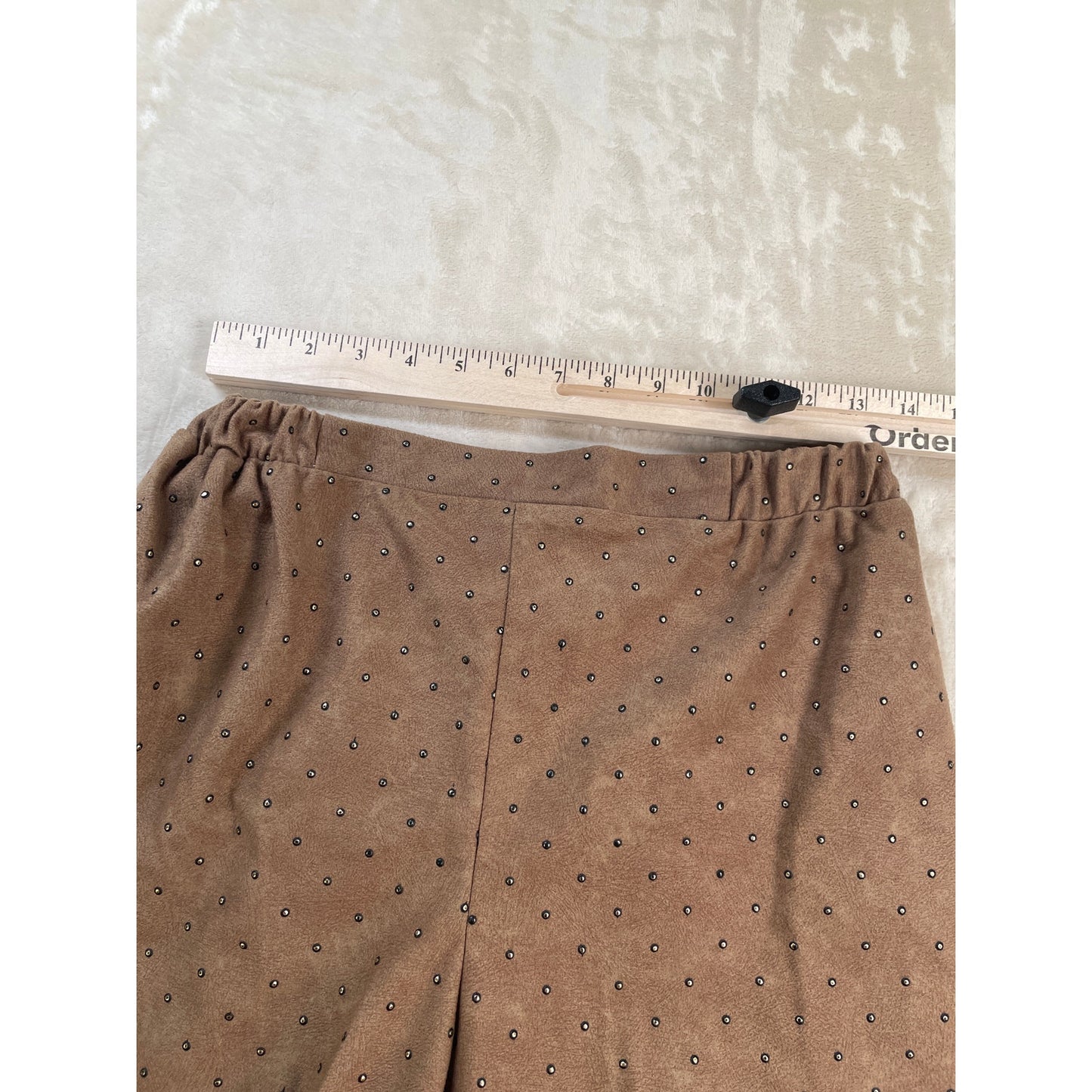 Vintage Caramel Studded Set Satin Lined Bomber Jacket Stretch Pant Suit M