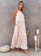 Woman's Style Collection Ruffled Sleeveless Tiered Maxi Dress with Pockets
