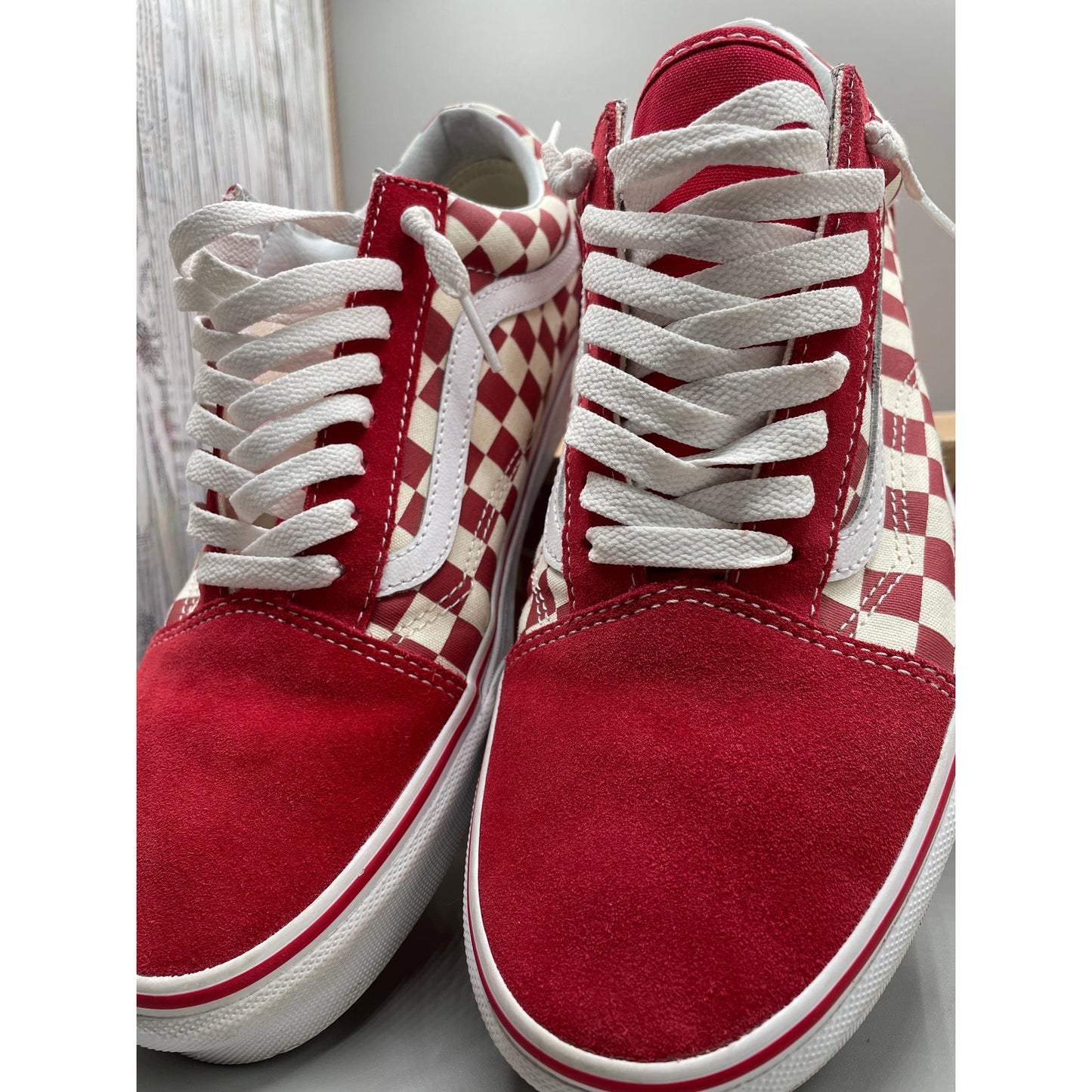 Vans Men’s Old  Skool OTW Suede Red & White Checkered Skater Sneakers  10