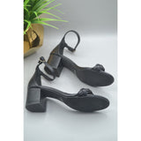 Black Size 7 Bonnie Bell Open Heels With Short Heel And Adjustable Belt Strap