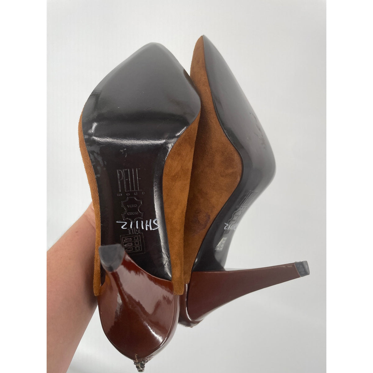 Pelle Moda Short Heeled Boots Tow Tone Chestnut Size 11 Med