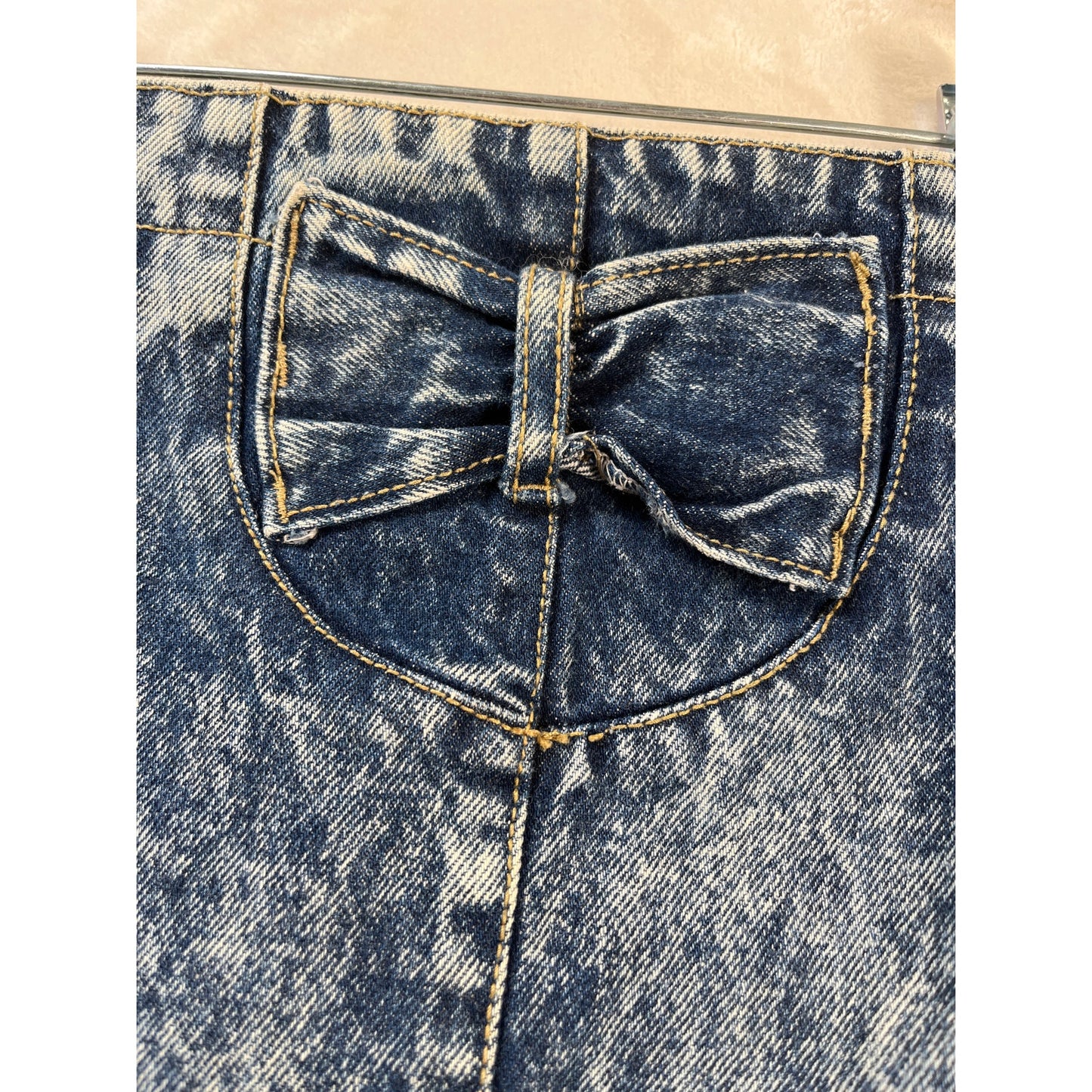 80's Preppy Glam Acid Wash Style Vintage Denim Skirt Size 7