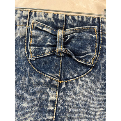 80's Preppy Glam Acid Wash Style Vintage Denim Skirt Size 7