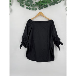 NWOT TIBI Black Off the Shoulder 100% Cotton Size 2 Blouse
