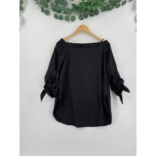 NWOT TIBI Black Off the Shoulder 100% Cotton Size 2 Blouse