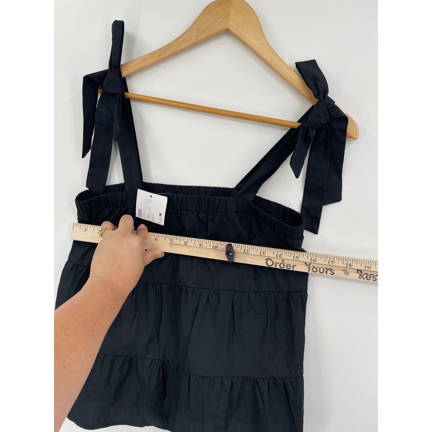 Black NWT Womans Tie Strap Tank Tiered Top Medium