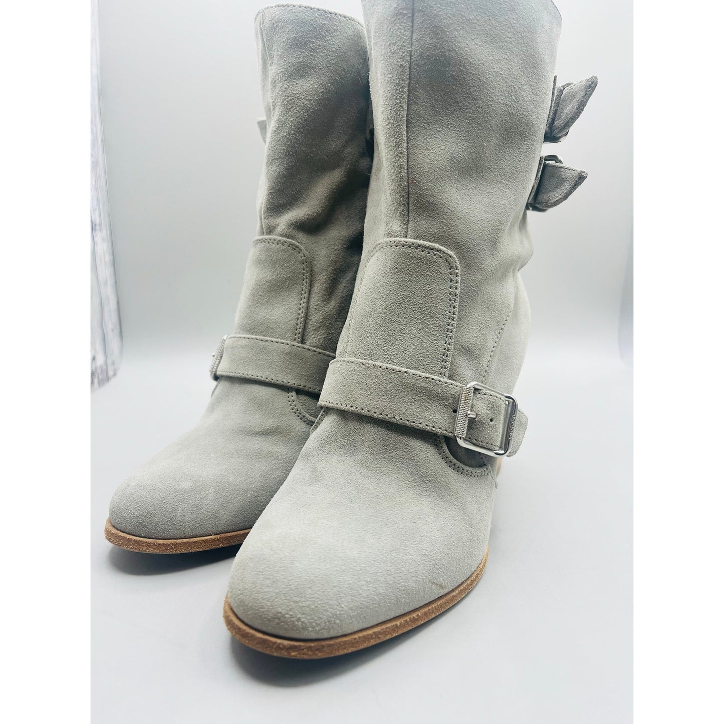Woman’s Grey 37.5 Belstaff  Leather Boots zipper closure