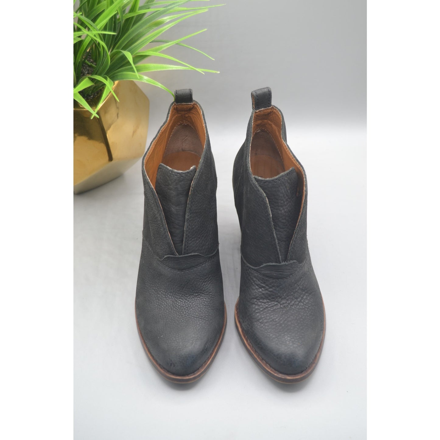 Lucky Brand Womans Leather Black Ankle Short Boots Size 6.5W