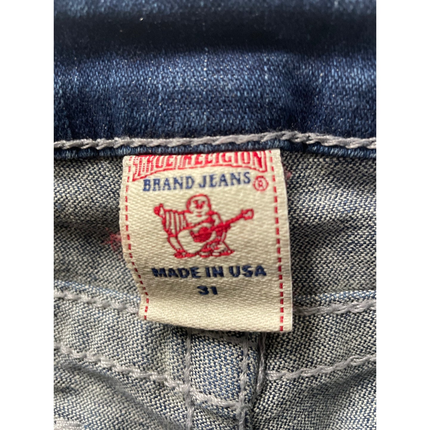 True Religion Blue Denim Relaxed Straight Flap Pockets Mens Jeans SZ 31