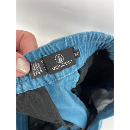 Volcom Womans This That Them Skate Cotton Chino Teal Pants Size 24 XS