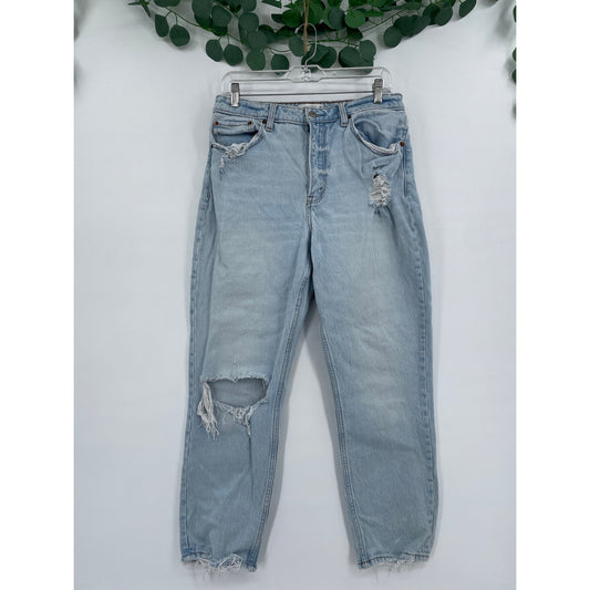 Abercrombie & Fitch The Mom High Rise Curve Love Light Wash Denim Jeans Size 30