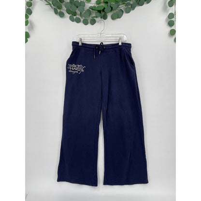 Ed Hardy Y2K Navy Blue Womans Lounge Casual Sweatpant Joggers Graphic Logo Large