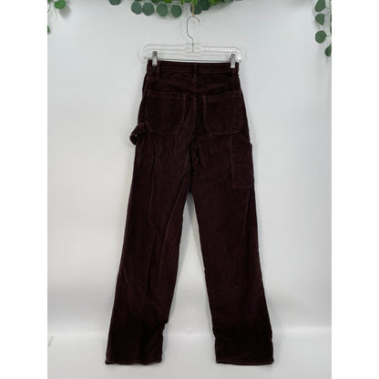 Pacsun Brown Corduroy 90's Boyfriend Carpenter Straight Wide Pants Size 25
