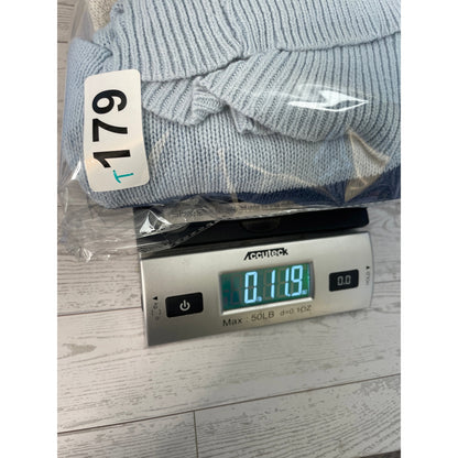 Lucky Brand Womans Light Blue Striped Knit Sweater M
