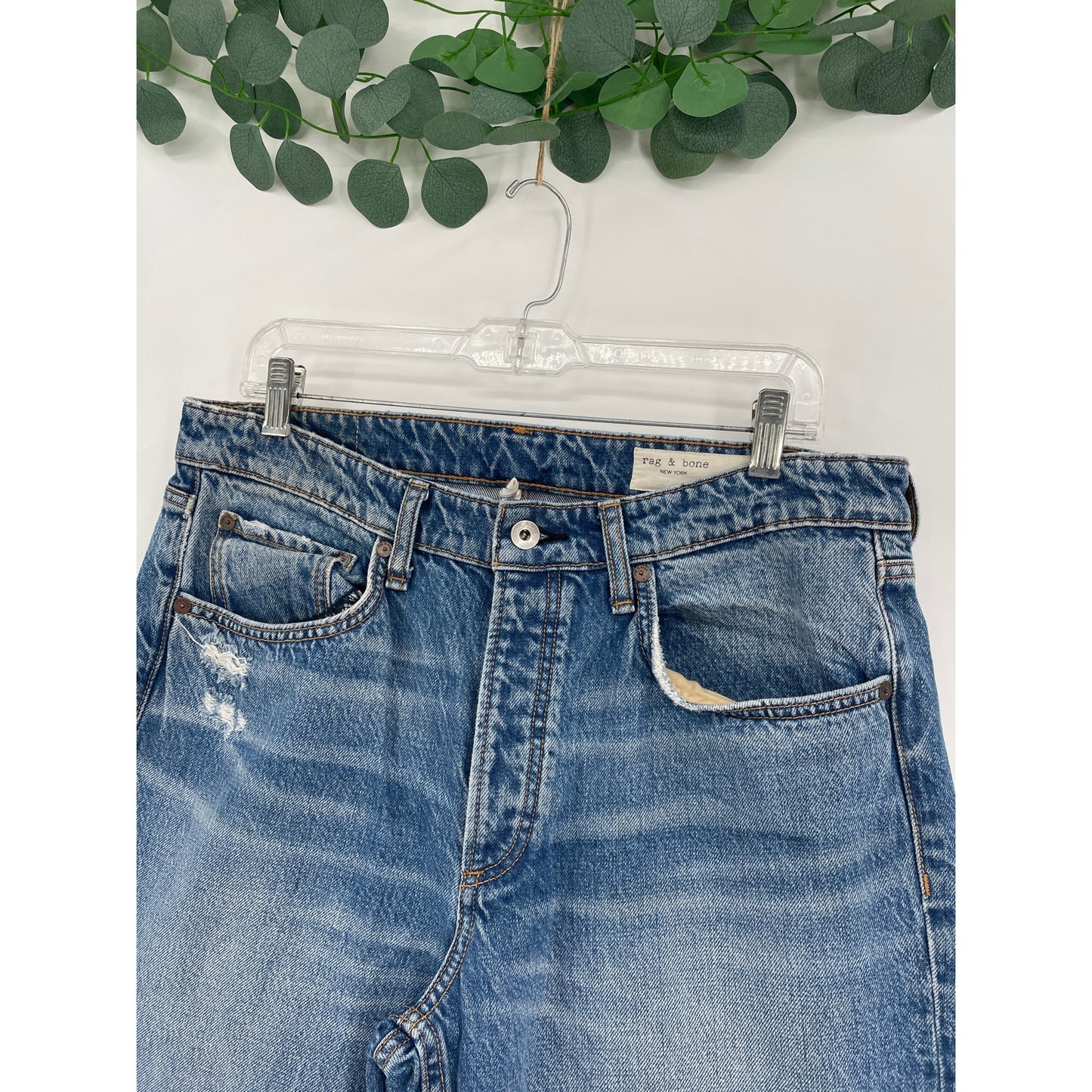 Rag and Bone Rosa Mid Rise Boyfriend Medium Wash Ankle Chic Button Fly Denim Jeans 30