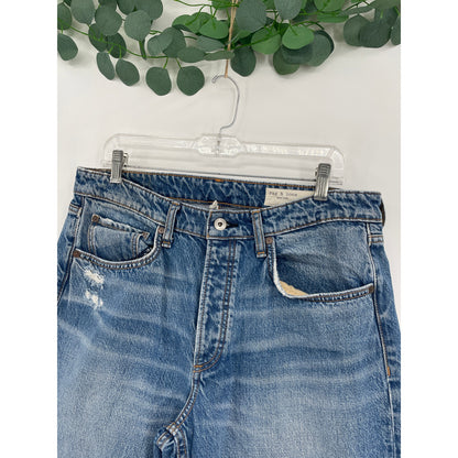 Rag and Bone Rosa Mid Rise Boyfriend Medium Wash Ankle Chic Button Fly Denim Jeans 30