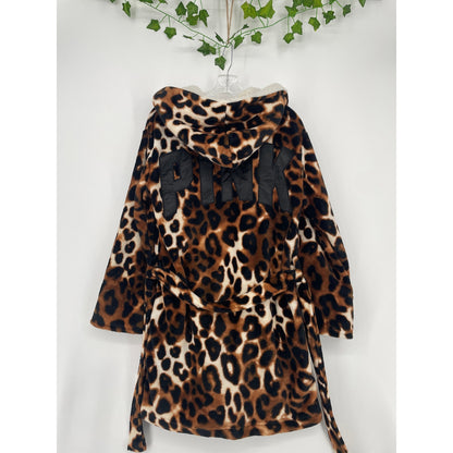 Leopard Animal Print PINK Victoria Secret Short Sherpa Hooded Robe XS