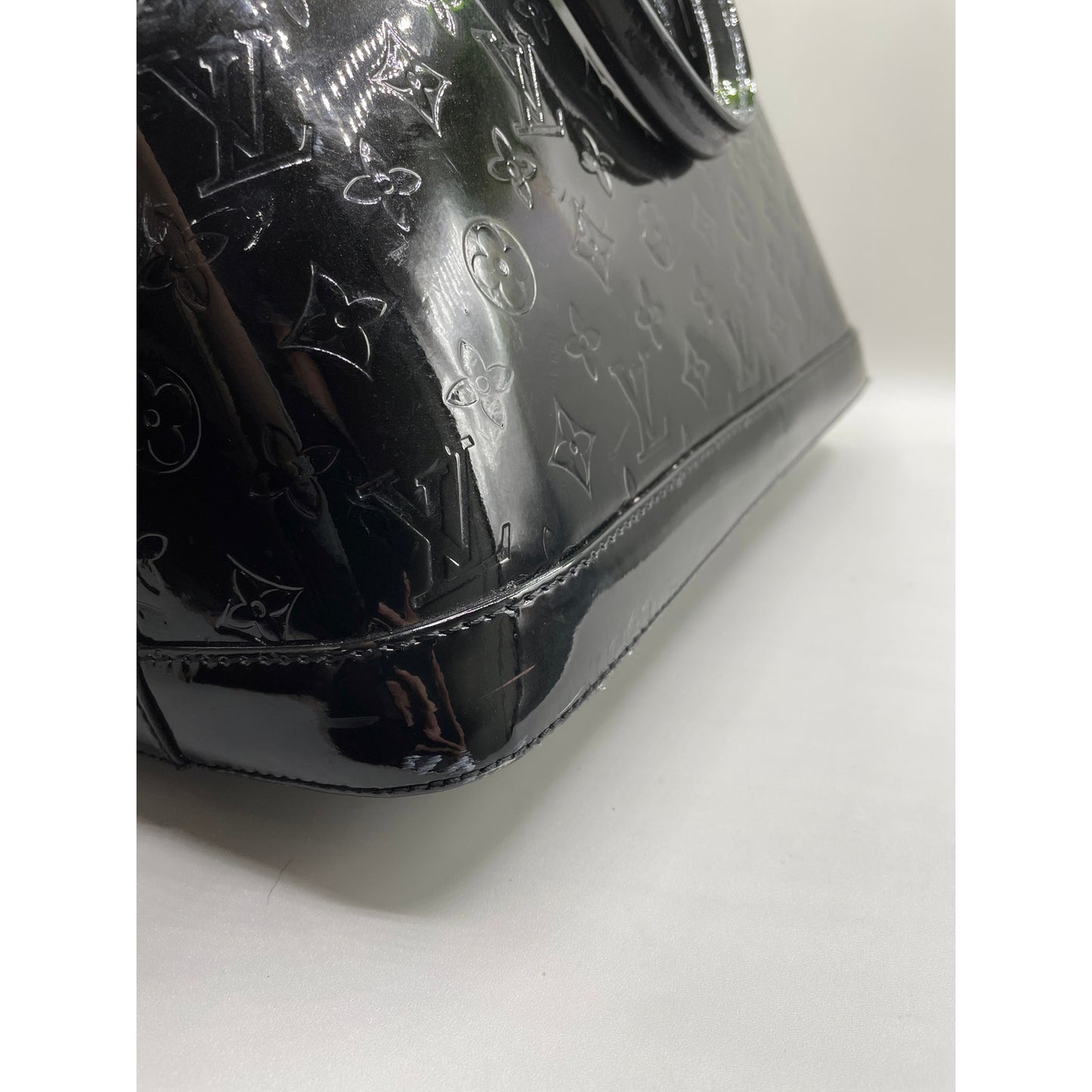 Louis Vuitton Black Patton Leather Vernis Alma GM Noir Magnetique Designer Bag