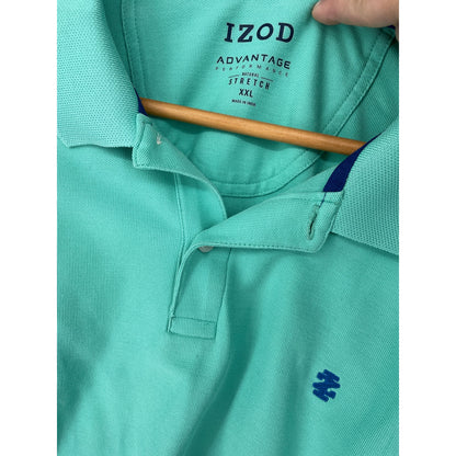Izod Advantage Performance Natural Stretch Teal Mens Polo XXL
