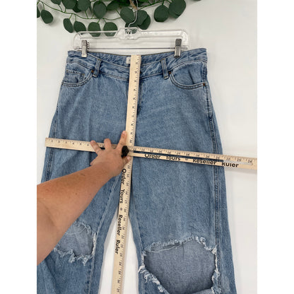 PacSun Low Rise Straight Baggy Distressed Ripped Light Wash Denim Jeans 29